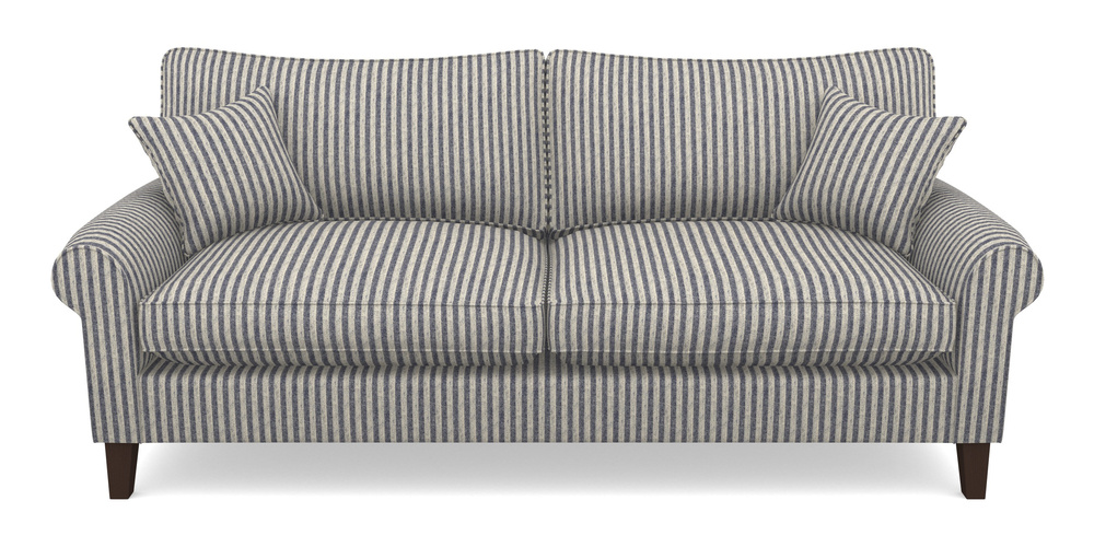 Product photograph of Waverley Scroll Arm 4 Seater Sofa In Cloth 22 - Pinstripe - Deep Water from Sofas and Stuff Limited