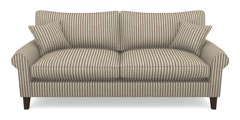 Product photograph of Waverley Scroll Arm 4 Seater Sofa In Cloth 22 - Pinstripe - Peat from Sofas and Stuff Limited