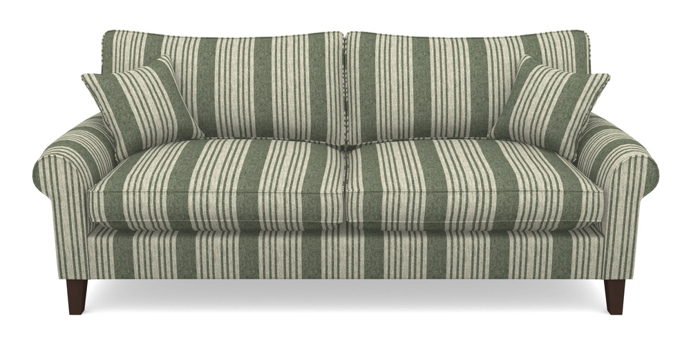 Product photograph of Waverley Scroll Arm 4 Seater Sofa In Cloth 22 - Bayadere - Courgette from Sofas and Stuff Limited