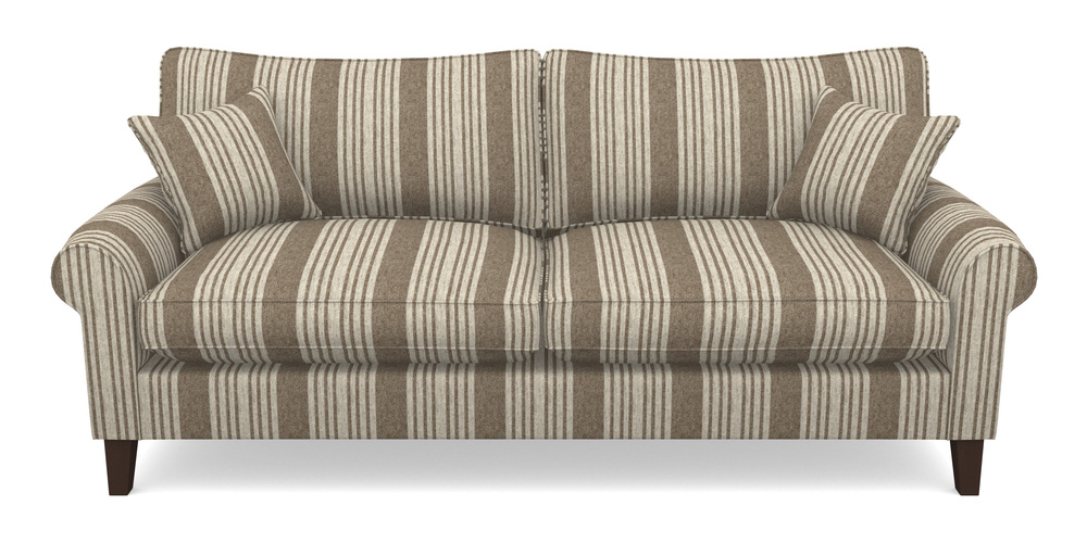 Product photograph of Waverley Scroll Arm 4 Seater Sofa In Cloth 22 - Bayadere - Peat from Sofas and Stuff Limited