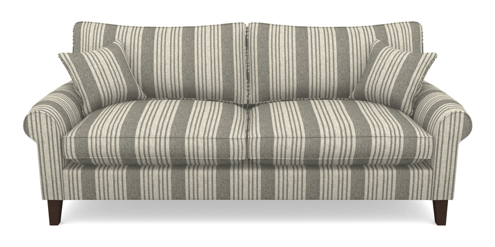 Product photograph of Waverley Scroll Arm 4 Seater Sofa In Cloth 22 - Bayadere - Seal from Sofas and Stuff Limited