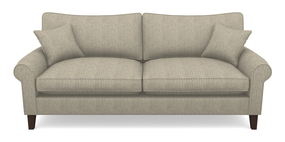 Product photograph of Waverley Scroll Arm 4 Seater Sofa In Cloth 20 - Design 5 - Black Stripe from Sofas and Stuff Limited