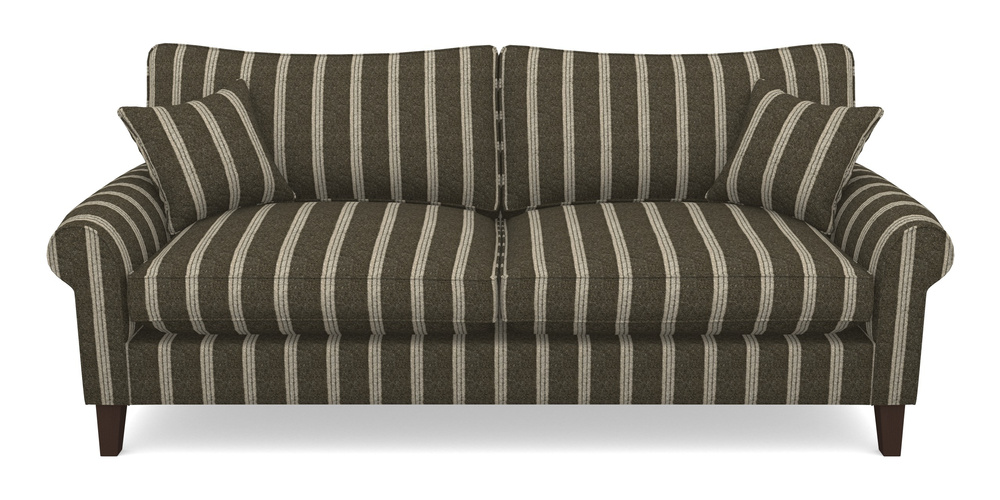 Product photograph of Waverley Scroll Arm 4 Seater Sofa In Cloth 20 - Design 2 - Olive Stripe from Sofas and Stuff Limited