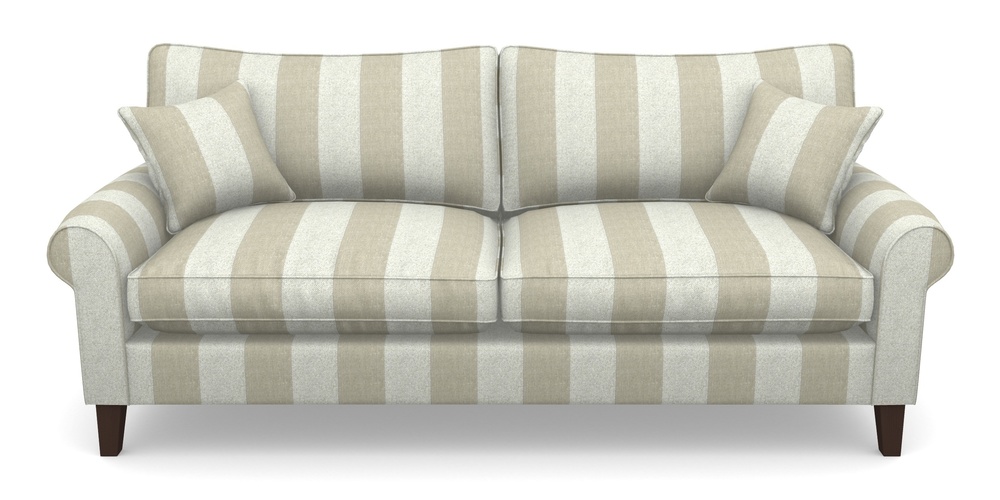 Product photograph of Waverley Scroll Arm 4 Seater Sofa In Dovedale Linen Stripe - Chalk from Sofas and Stuff Limited