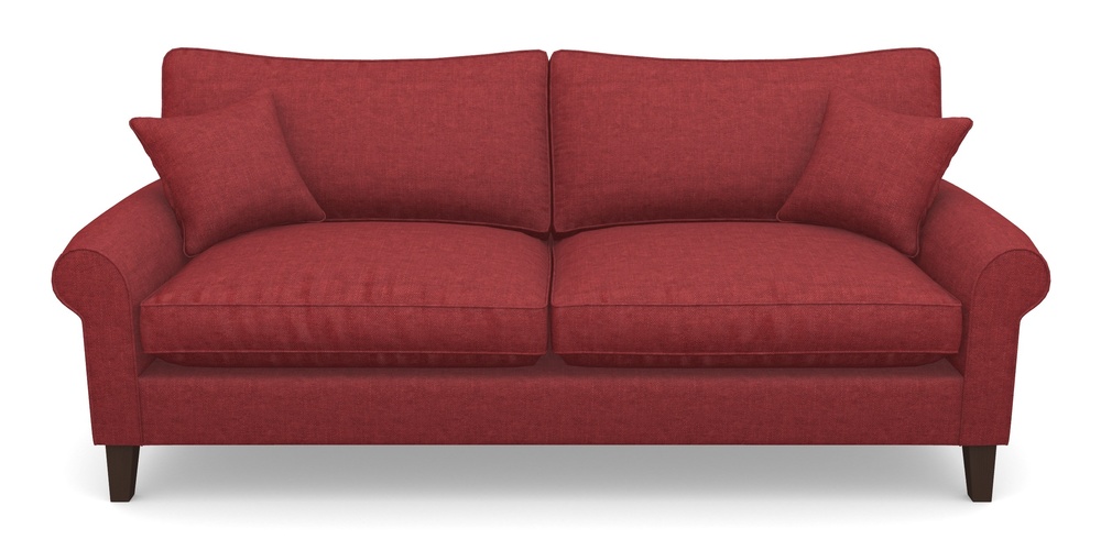 Product photograph of Waverley Scroll Arm 4 Seater Sofa In Easy Clean Plain - Claret from Sofas and Stuff Limited