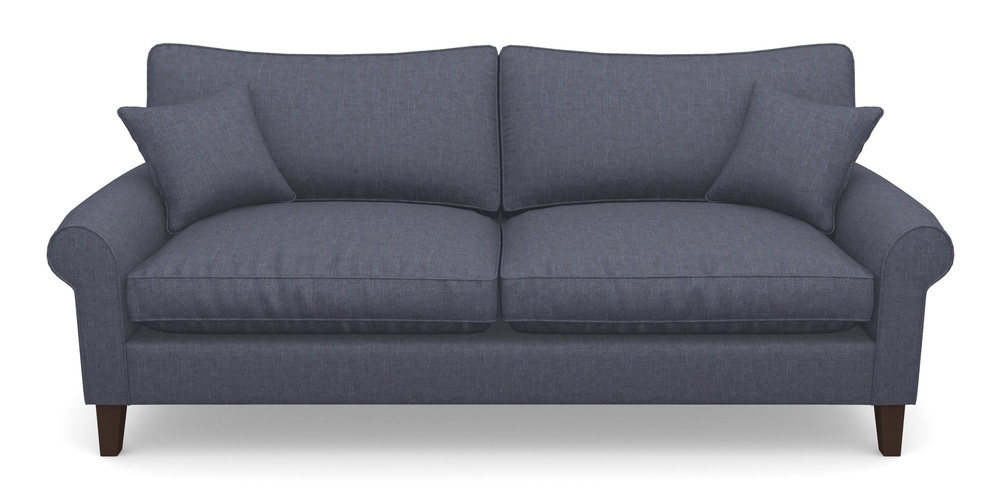 Product photograph of Waverley Scroll Arm 4 Seater Sofa In Easy Clean Plain - Navy from Sofas and Stuff Limited