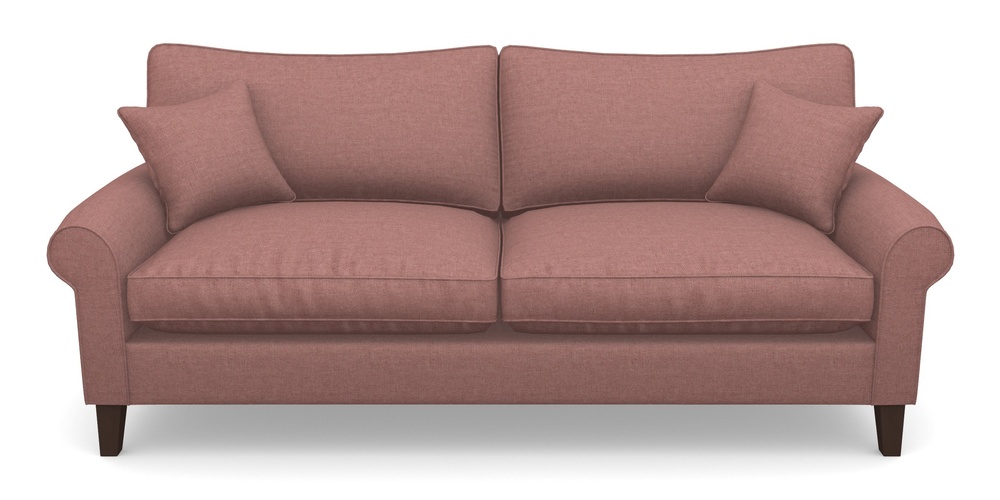 Product photograph of Waverley Scroll Arm 4 Seater Sofa In Easy Clean Plain - Rosewood from Sofas and Stuff Limited