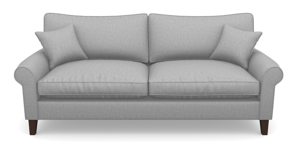 Product photograph of Waverley Scroll Arm 4 Seater Sofa In Easy Clean Plain - Silver from Sofas and Stuff Limited