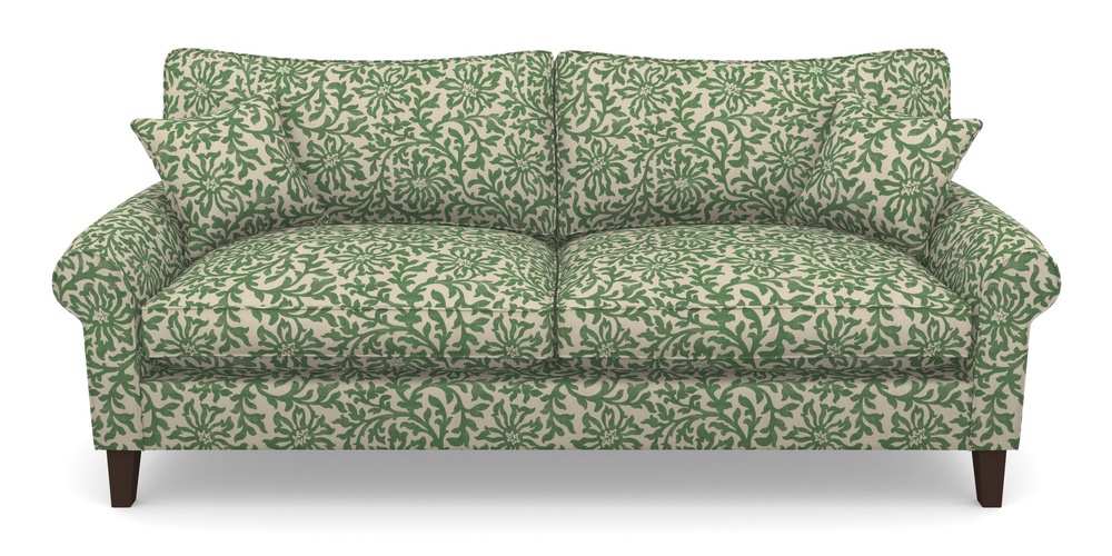 Product photograph of Waverley Scroll Arm 4 Seater Sofa In V A Brompton Collection - Floral Scroll - Basil from Sofas and Stuff Limited