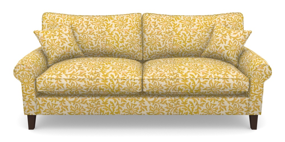 Product photograph of Waverley Scroll Arm 4 Seater Sofa In V A Brompton Collection - Floral Scroll - Corn from Sofas and Stuff Limited