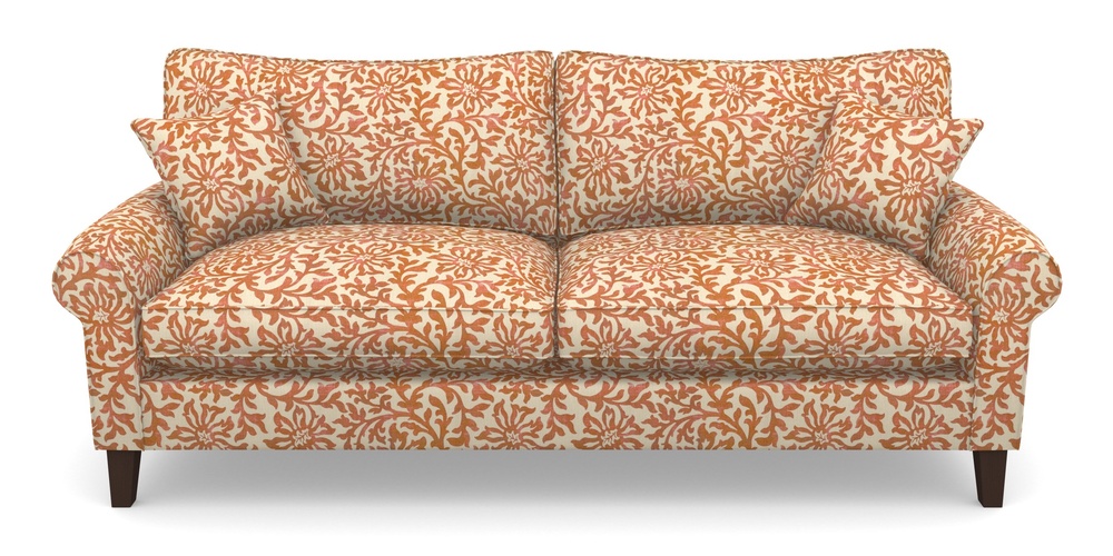 Product photograph of Waverley Scroll Arm 4 Seater Sofa In V A Brompton Collection - Floral Scroll - Terracotta from Sofas and Stuff Limited