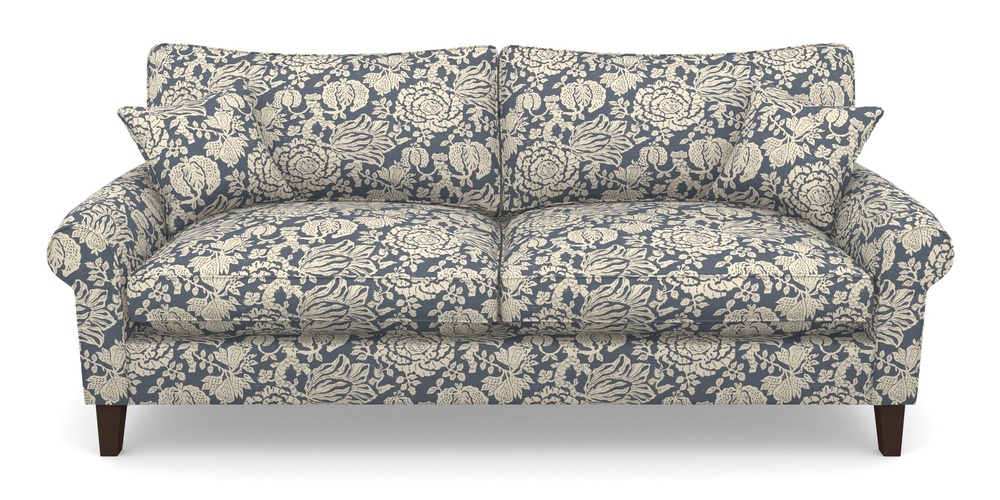 Product photograph of Waverley Scroll Arm 4 Seater Sofa In V A Brompton Collection - Flowering Kale - Midnight Blue from Sofas and Stuff Limited