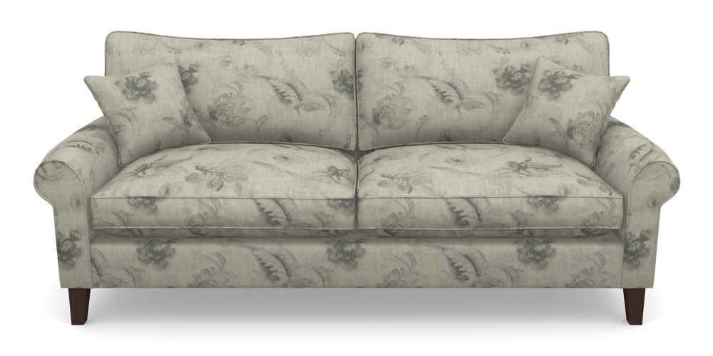 Product photograph of Waverley Scroll Arm 4 Seater Sofa In Floral Linen - Lela Mystery Oat Sepia from Sofas and Stuff Limited