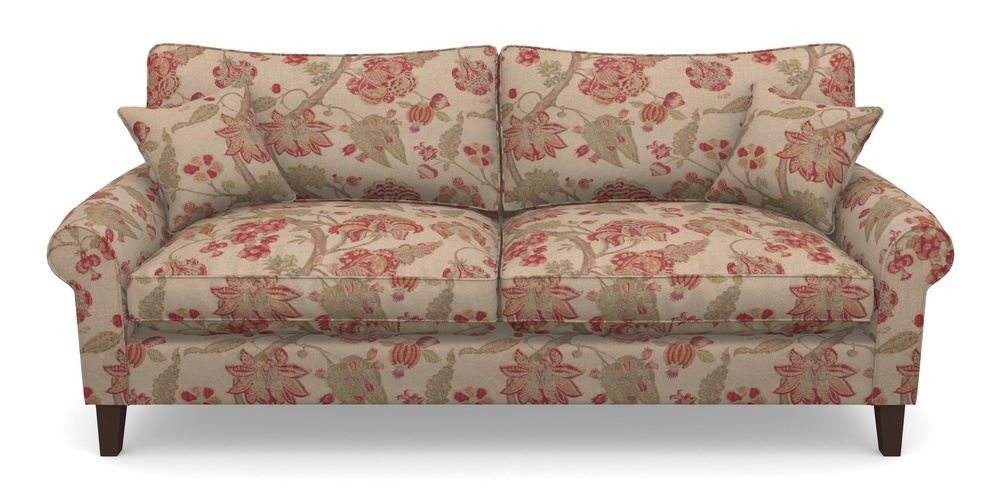 Product photograph of Waverley Scroll Arm 4 Seater Sofa In Floral Linen - Indienne T Rosso from Sofas and Stuff Limited
