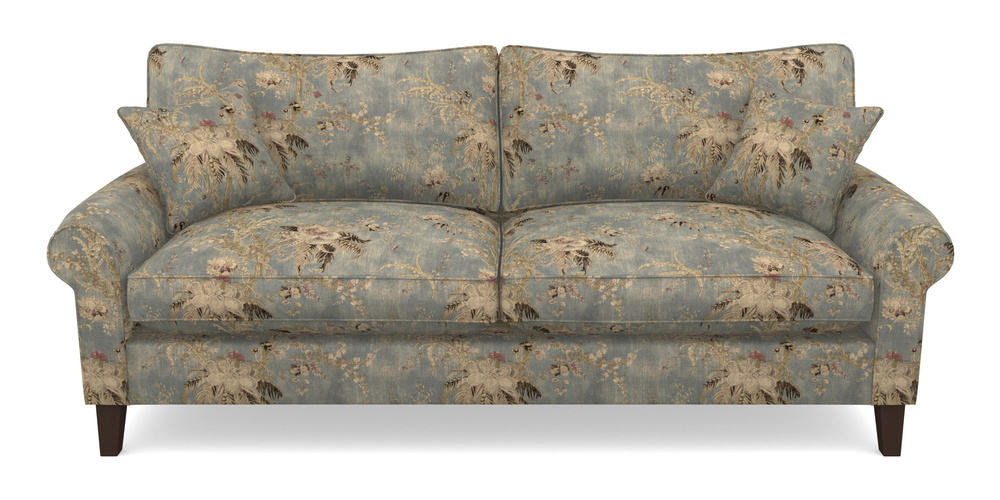 Product photograph of Waverley Scroll Arm 4 Seater Sofa In Floral Linen - Zefferino Danish Girl from Sofas and Stuff Limited