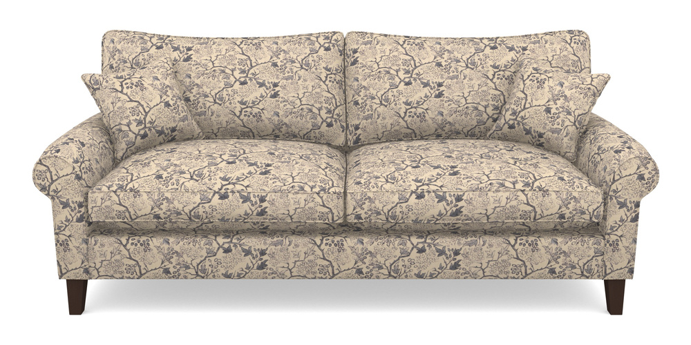 Product photograph of Waverley Scroll Arm 4 Seater Sofa In Rhs Collection - Gertrude Jekyll Linen Cotton Blend - Navy from Sofas and Stuff Limited