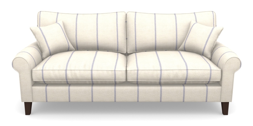 Product photograph of Waverley Scroll Arm 4 Seater Sofa In Grain Sack Stripe - Blue from Sofas and Stuff Limited