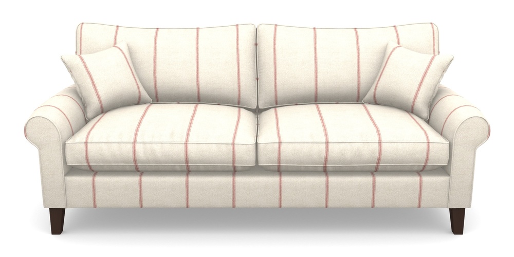 Product photograph of Waverley Scroll Arm 4 Seater Sofa In Grain Sack Stripe - Red from Sofas and Stuff Limited