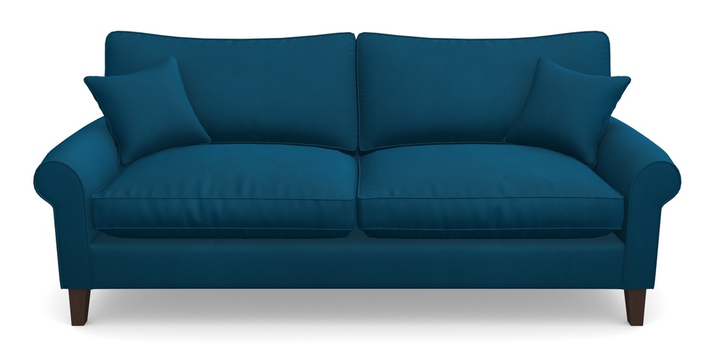 Product photograph of Waverley Scroll Arm 4 Seater Sofa In House Clever Velvet - Ocean from Sofas and Stuff Limited