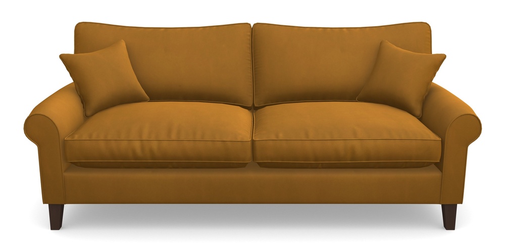 Product photograph of Waverley Scroll Arm 4 Seater Sofa In House Clever Velvet - Ochre from Sofas and Stuff Limited