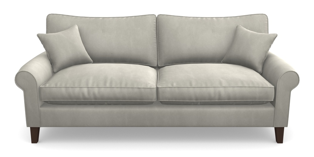Product photograph of Waverley Scroll Arm 4 Seater Sofa In House Clever Velvet - Stone from Sofas and Stuff Limited