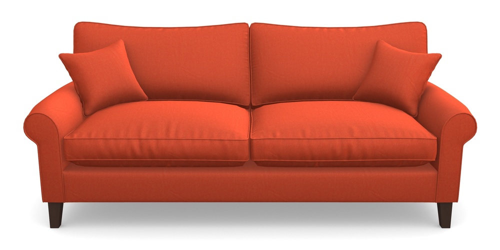 Product photograph of Waverley Scroll Arm 4 Seater Sofa In House Velvet - Terracotta from Sofas and Stuff Limited