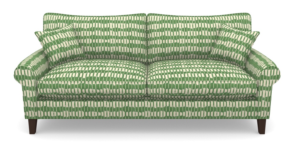 Product photograph of Waverley Scroll Arm 4 Seater Sofa In V A Brompton Collection - Ikat - Basil from Sofas and Stuff Limited