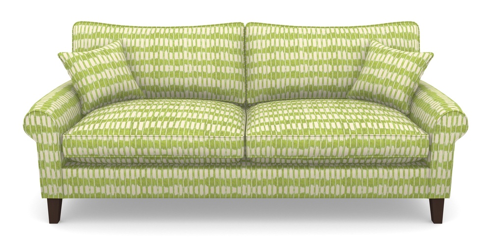 Product photograph of Waverley Scroll Arm 4 Seater Sofa In V A Brompton Collection - Ikat - Lime from Sofas and Stuff Limited