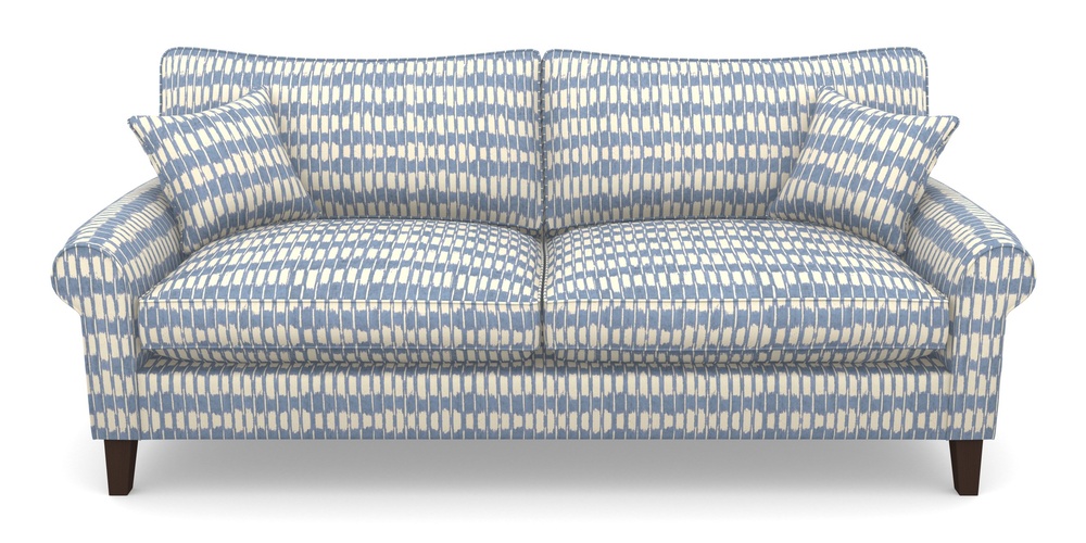 Product photograph of Waverley Scroll Arm 4 Seater Sofa In V A Brompton Collection - Ikat - Morning Blue from Sofas and Stuff Limited