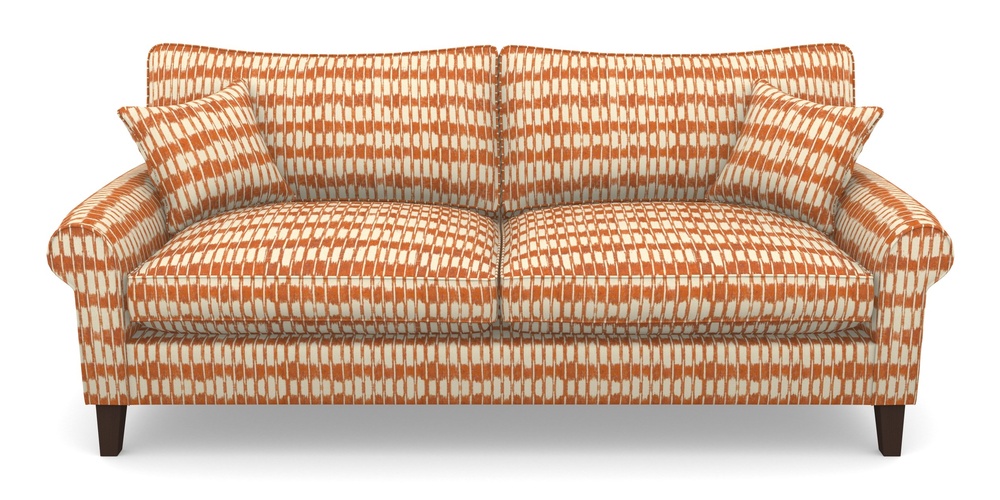 Product photograph of Waverley Scroll Arm 4 Seater Sofa In V A Brompton Collection - Ikat - Terracotta from Sofas and Stuff Limited