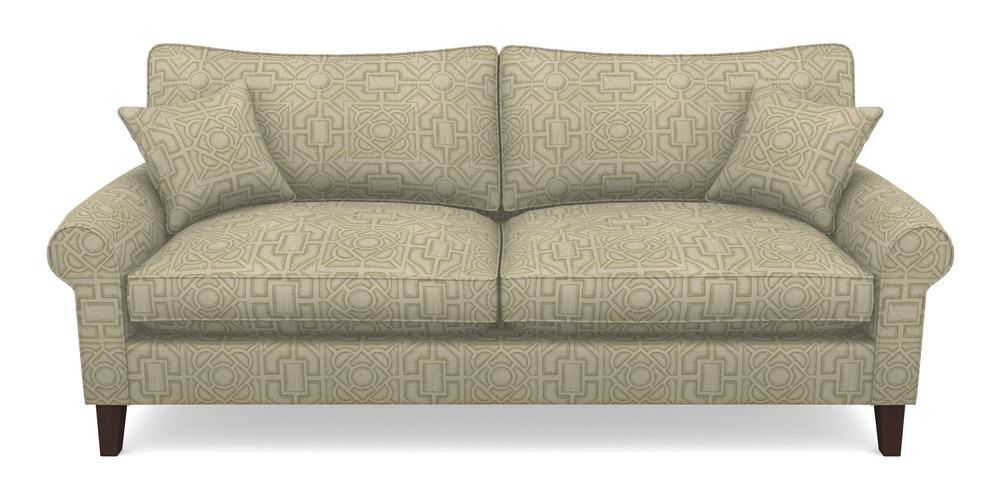 Product photograph of Waverley Scroll Arm 4 Seater Sofa In Rhs Collection - Large Knot Garden Linen - Olive from Sofas and Stuff Limited