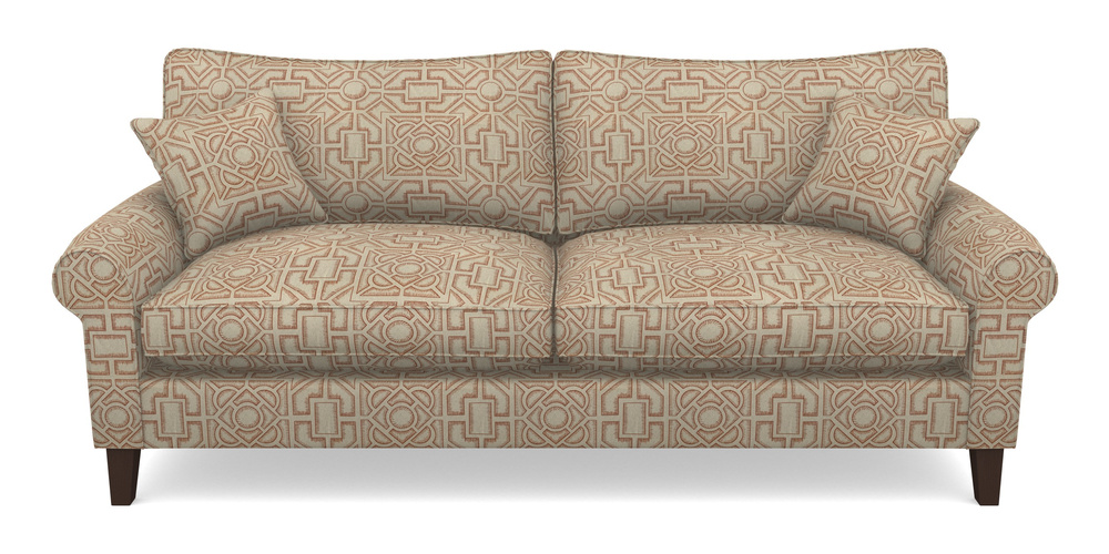 Product photograph of Waverley Scroll Arm 4 Seater Sofa In Rhs Collection - Large Knot Garden Linen - Terracotta from Sofas and Stuff Limited
