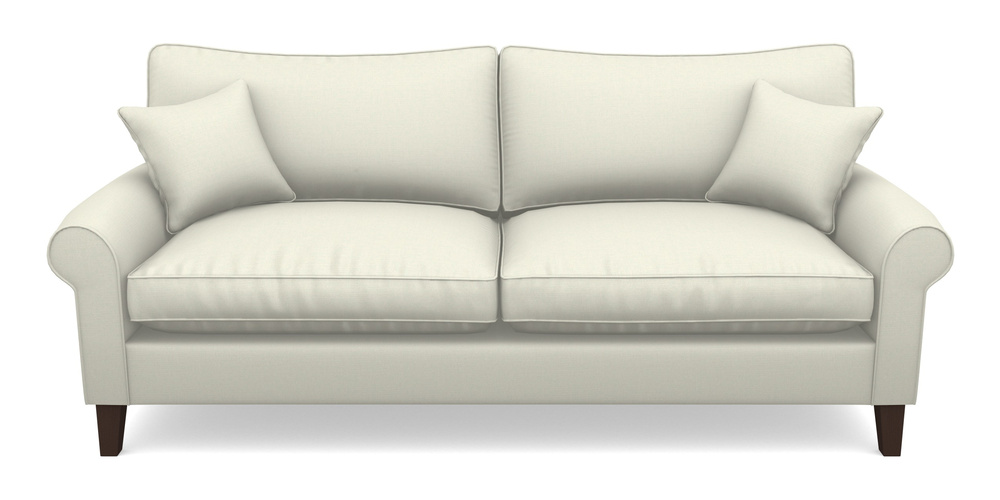 Product photograph of Waverley Scroll Arm 4 Seater Sofa In Plain Linen Cotton - Meringue from Sofas and Stuff Limited