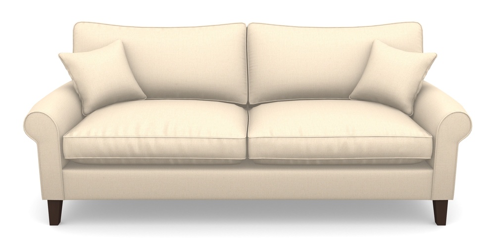 Product photograph of Waverley Scroll Arm 4 Seater Sofa In Plain Linen Cotton - Rice Pudding from Sofas and Stuff Limited