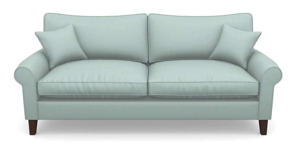 Product photograph of Waverley Scroll Arm 4 Seater Sofa In Plain Linen Cotton - Robins Egg from Sofas and Stuff Limited