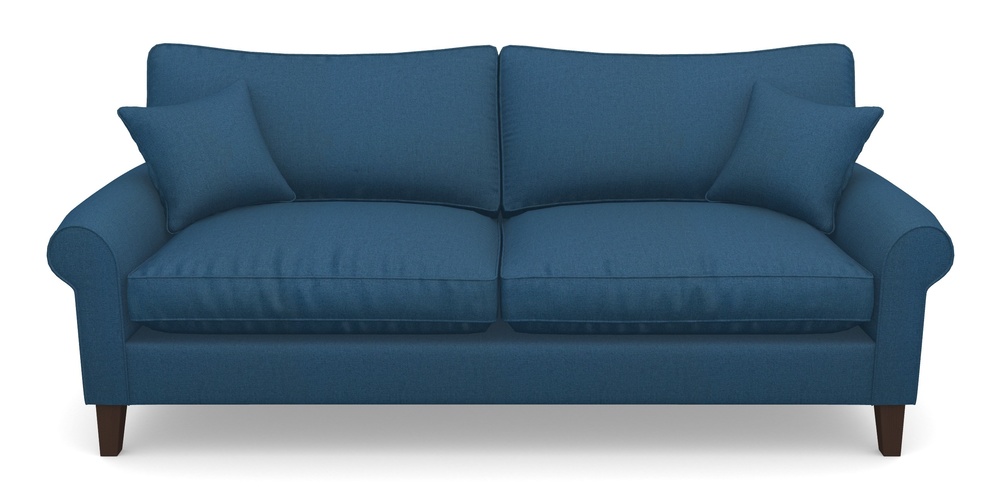 Product photograph of Waverley Scroll Arm 4 Seater Sofa In Plain Linen Cotton - Royal Blue from Sofas and Stuff Limited