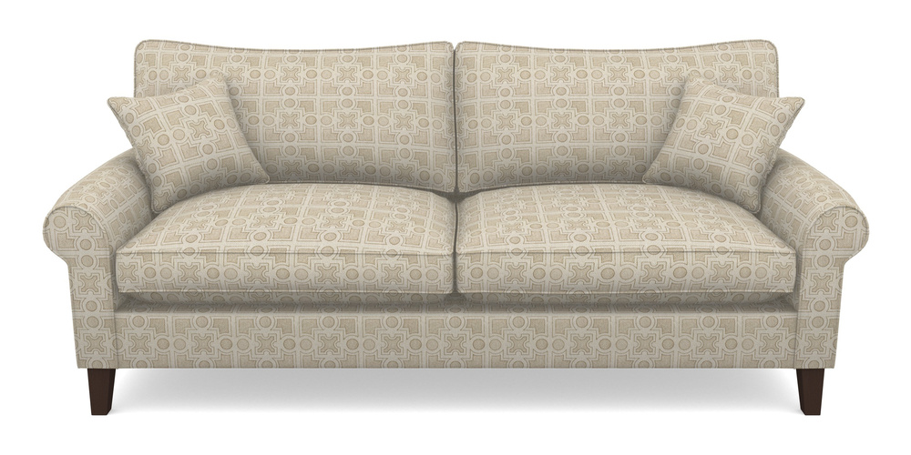 Product photograph of Waverley Scroll Arm 4 Seater Sofa In Rhs Collection - Small Knot Garden Cotton Weave - Gold from Sofas and Stuff Limited
