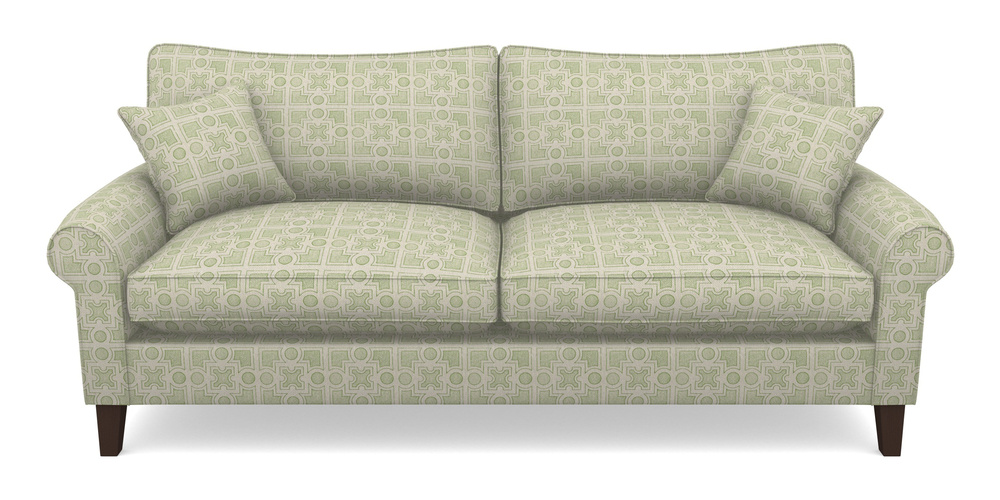 Product photograph of Waverley Scroll Arm 4 Seater Sofa In Rhs Collection - Small Knot Garden Cotton Weave - Green from Sofas and Stuff Limited