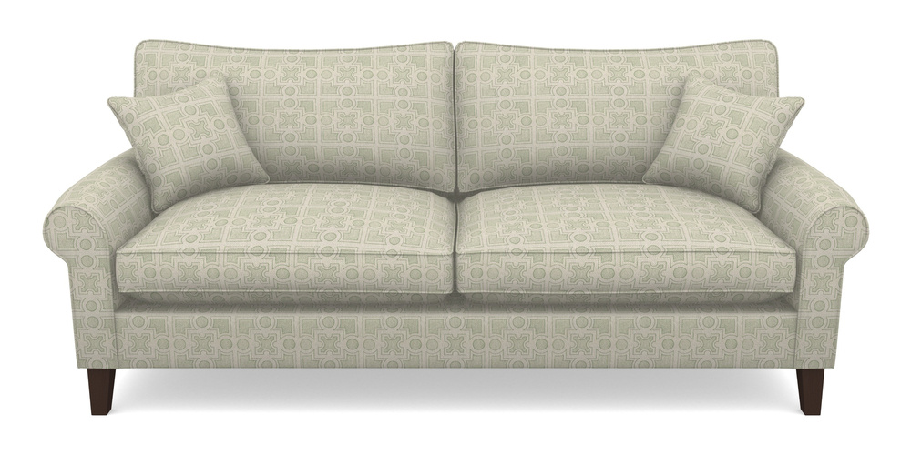 Product photograph of Waverley Scroll Arm 4 Seater Sofa In Rhs Collection - Small Knot Garden Cotton Weave - Pistachio from Sofas and Stuff Limited