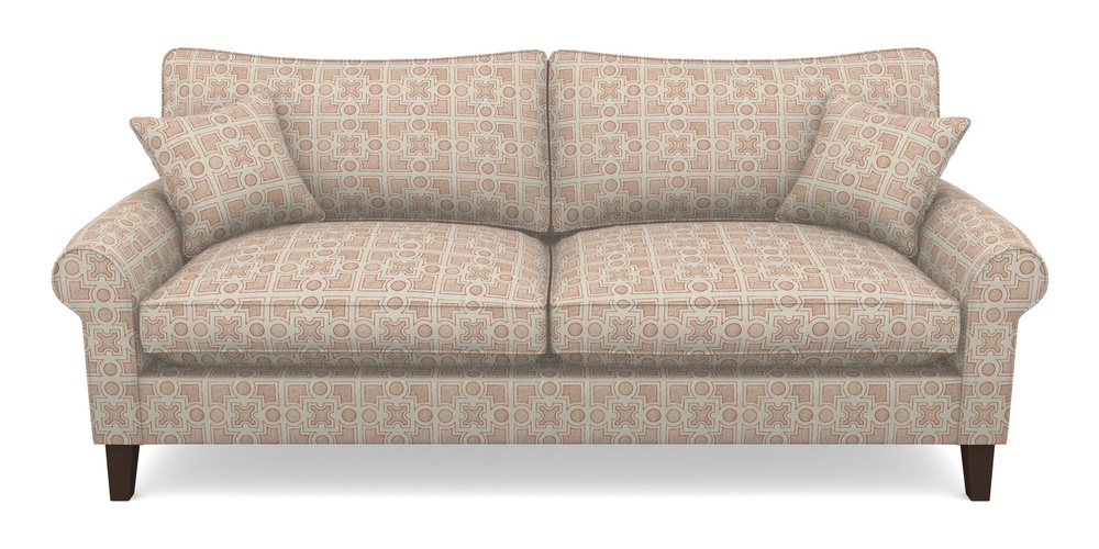 Product photograph of Waverley Scroll Arm 4 Seater Sofa In Rhs Collection - Small Knot Garden Cotton Weave - Terracotta from Sofas and Stuff Limited