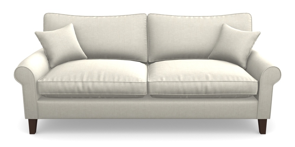Product photograph of Waverley Scroll Arm 4 Seater Sofa In Super Soft Velvet - Linen from Sofas and Stuff Limited