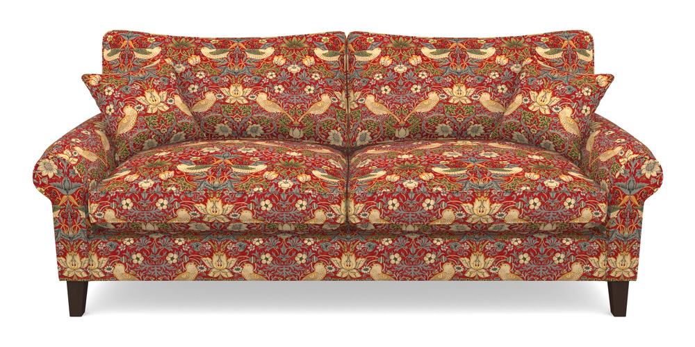 Product photograph of Waverley Scroll Arm 4 Seater Sofa In William Morris Collection - Strawberry Thief - Crimson Slate from Sofas and Stuff Limited