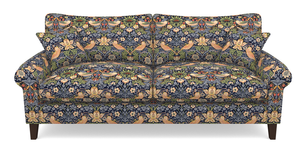 Product photograph of Waverley Scroll Arm 4 Seater Sofa In William Morris Collection - Strawberry Thief - Indigo Mineral from Sofas and Stuff Limited