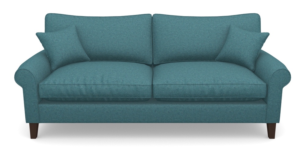 Product photograph of Waverley Scroll Arm 4 Seater Sofa In Soft Wool - Cerulean from Sofas and Stuff Limited