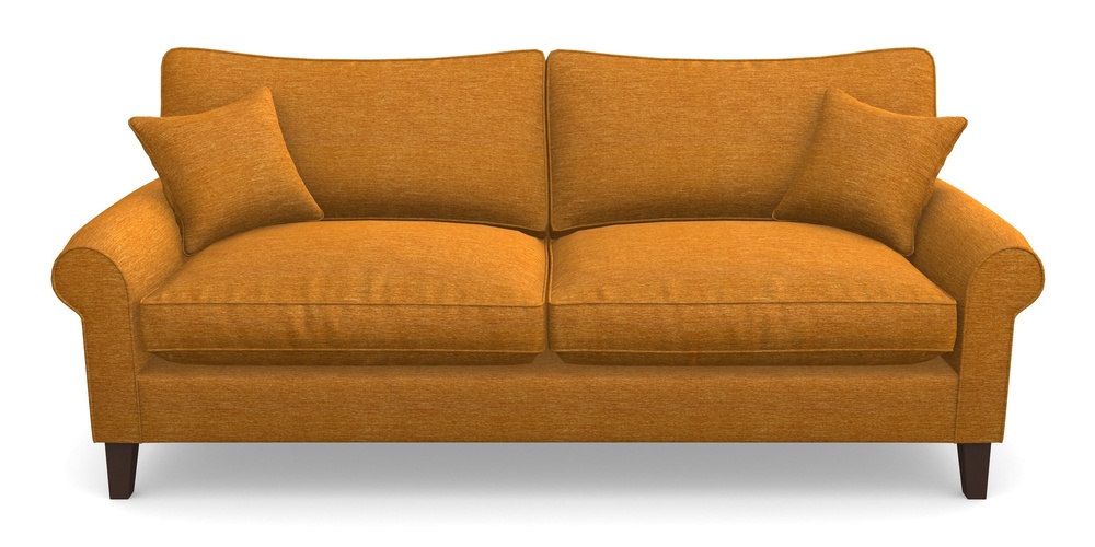 Product photograph of Waverley Scroll Arm 4 Seater Sofa In Textured Velvet - Turmeric from Sofas and Stuff Limited