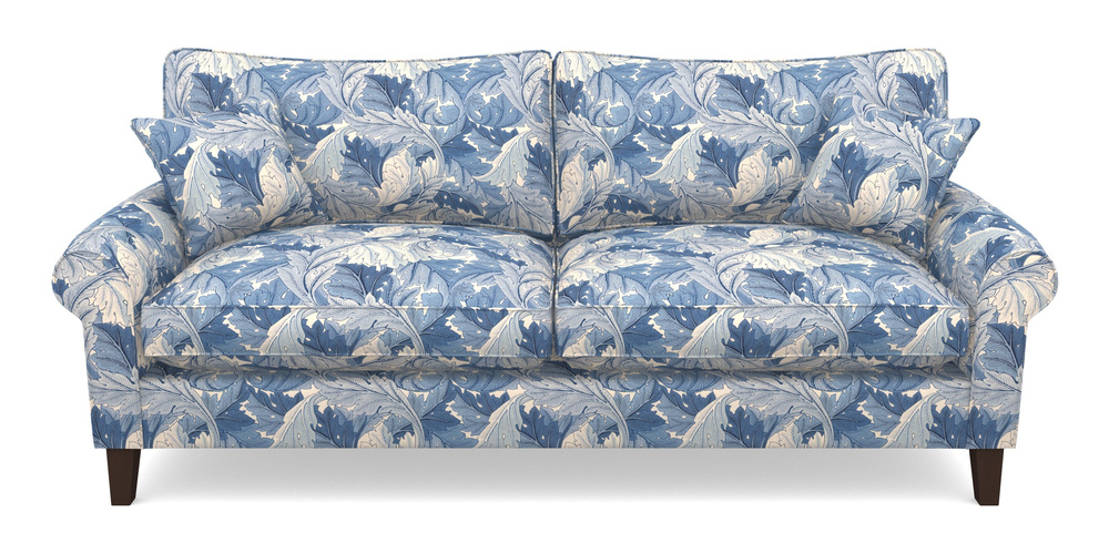 Product photograph of Waverley Scroll Arm 4 Seater Sofa In William Morris Collection - Acanthus - Woad from Sofas and Stuff Limited