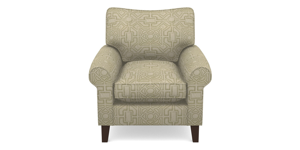 Product photograph of Waverley Scroll Arm Chair In Rhs Collection - Large Knot Garden Linen - Olive from Sofas and Stuff Limited