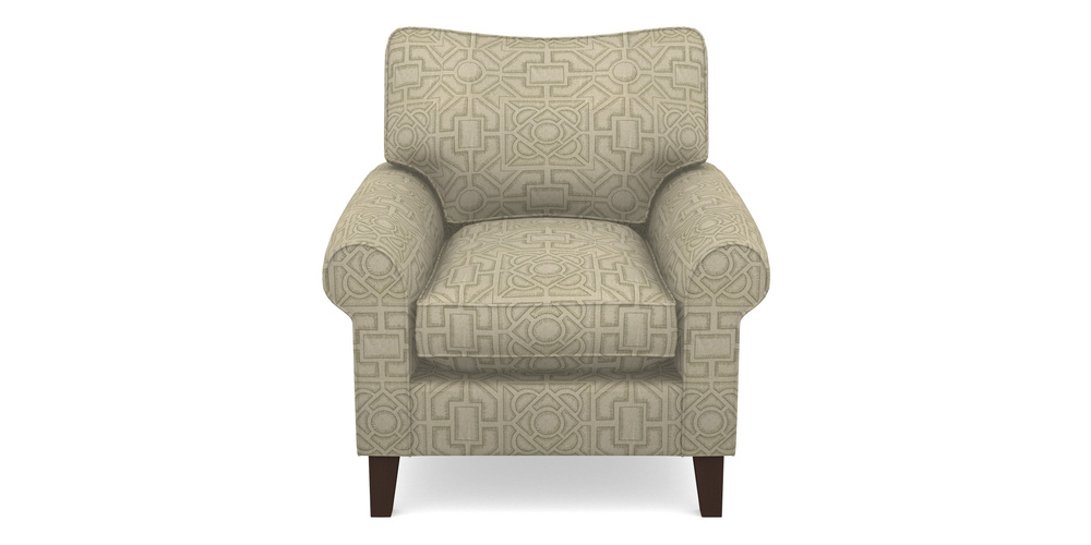 Product photograph of Waverley Scroll Arm Chair In Rhs Collection - Large Knot Garden Linen - Pistachio from Sofas and Stuff Limited