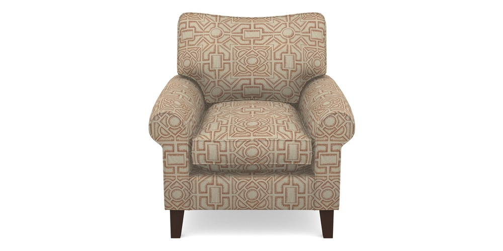 Product photograph of Waverley Scroll Arm Chair In Rhs Collection - Large Knot Garden Linen - Terracotta from Sofas and Stuff Limited