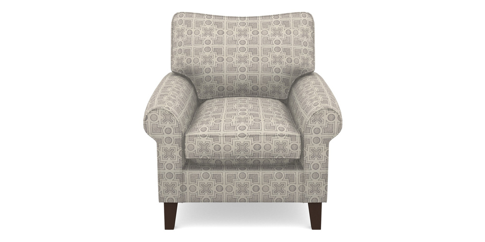 Product photograph of Waverley Scroll Arm Chair In Rhs Collection - Small Knot Garden Cotton Weave - Grey from Sofas and Stuff Limited